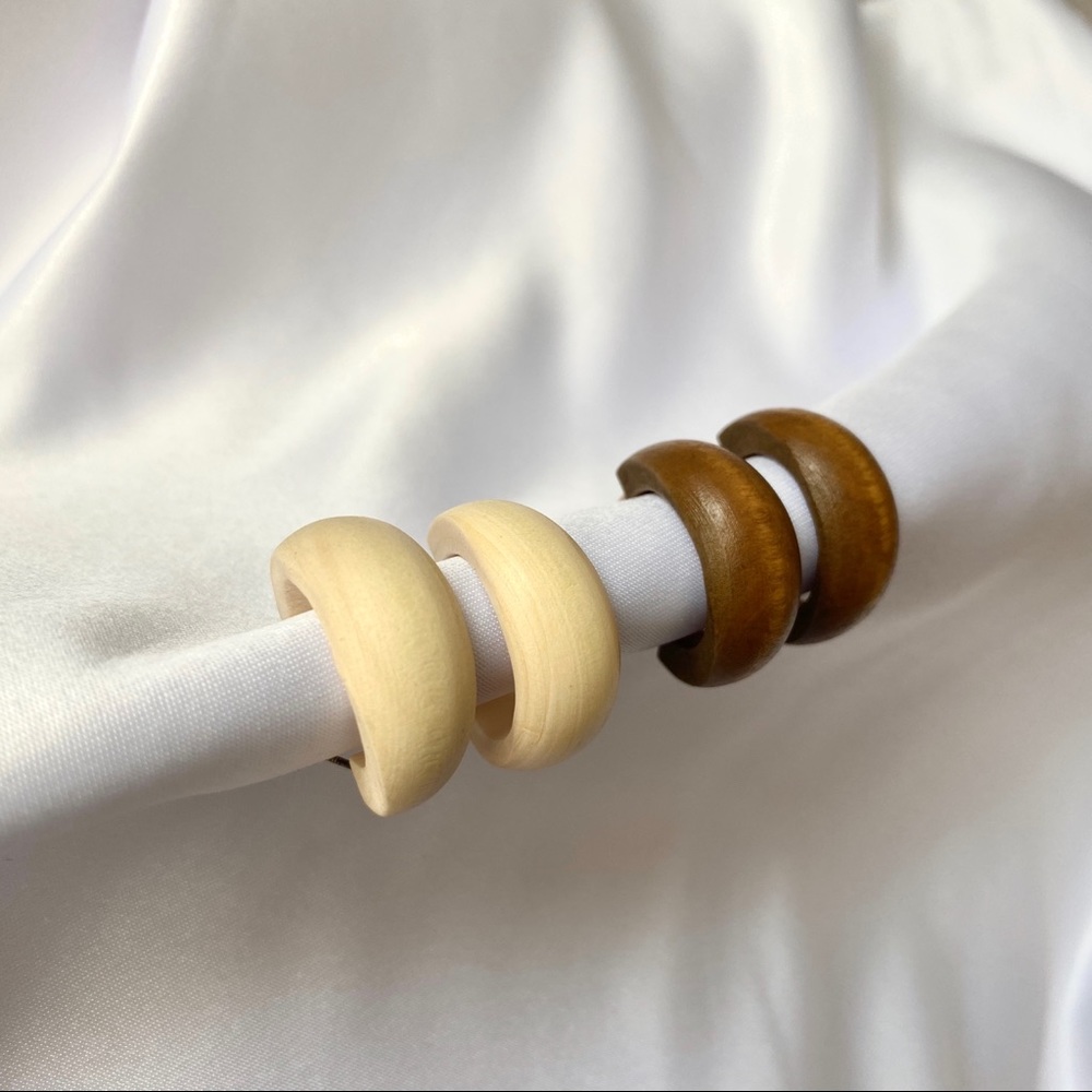 💙Wood Nature boho Hoop Earrings - Picture 5 of 12